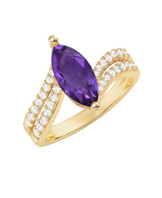 Gemstone & White Topaz Ring (5/8 ct. t.w.) in Sterling Silver or 14k Gold Over Sterling Silver (Available in Amethyst, Garnet, Citrine, and Blue Topaz)
