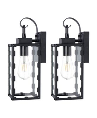 Matte Outdoor Wall Light Clear Glass Shade Waterproof Modern Sconce Lantern for Porch House Garage E26 Socket ETL Listed Sawtooth