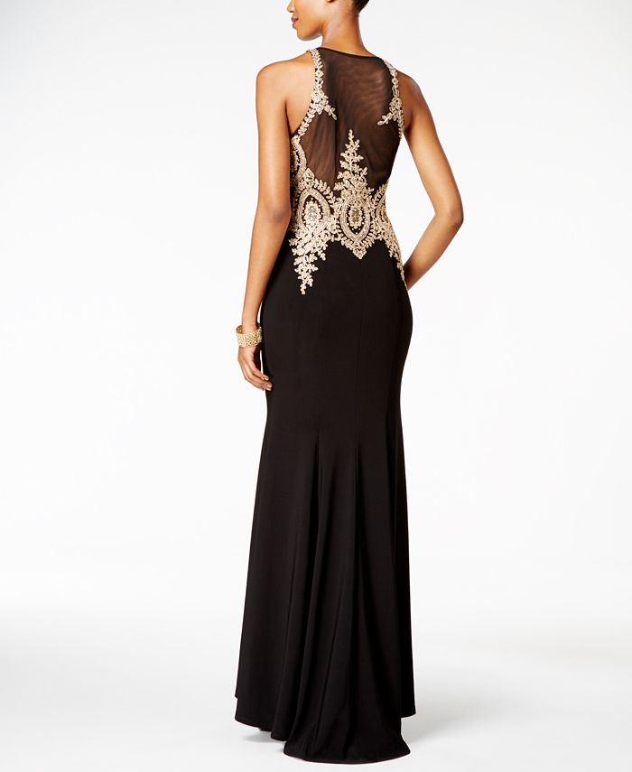 green emerald velvet dress Xscape Evenings 