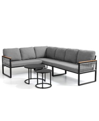 Modular Outdoor Wicker Sectional Sofa with Nesting Table and Cushions
