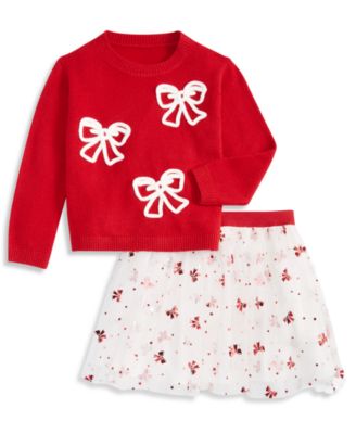 Toddler Girls' 12M-5T Bow Tutu Sweater and Skirt, 2-Piece Set