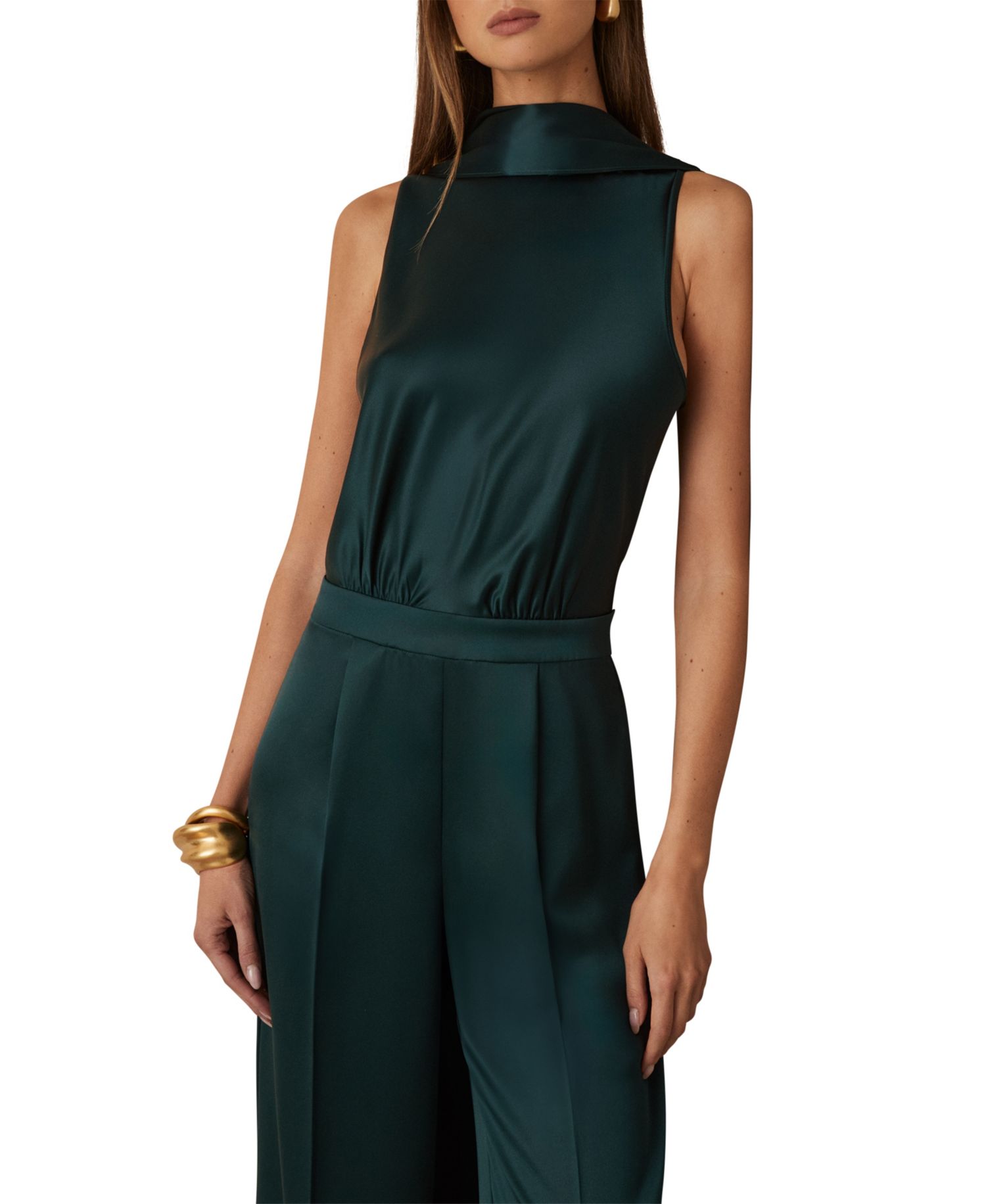 Women's Farah Capeback Cowl-Neck Wide-Leg Jumpsuit