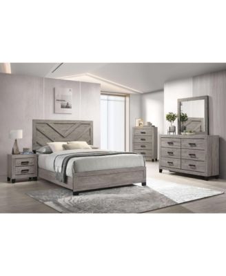 6-Piece Bedroom Set - Queen Size Bed with Dresser, Mirror, Chest and 2 Nightstands