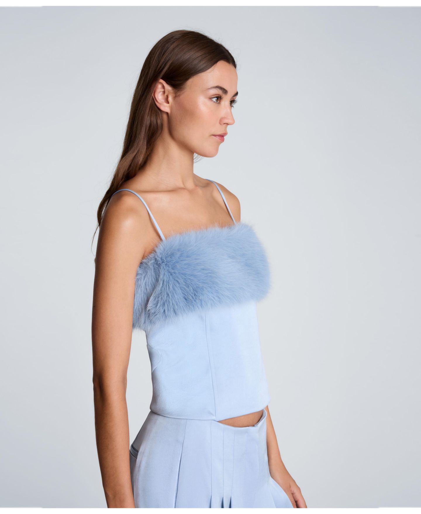 Корсет Fur-Panel, квадратный вырез, атлас — Kenneth Cole, цвет: Синий — фото 4