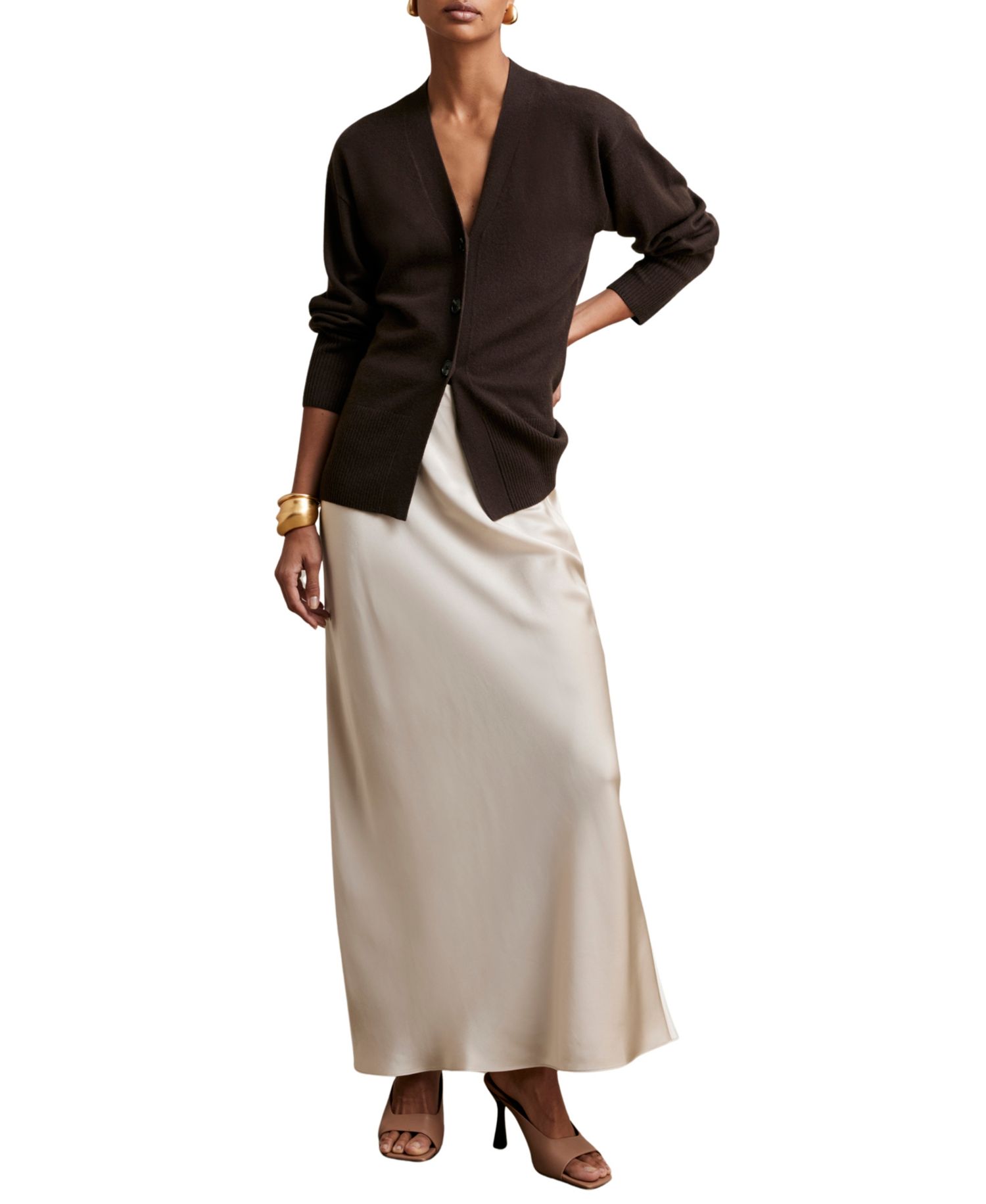 Women's Tyla Wool-Blend V-Neck Long-Sleeve Cardigan Sweater