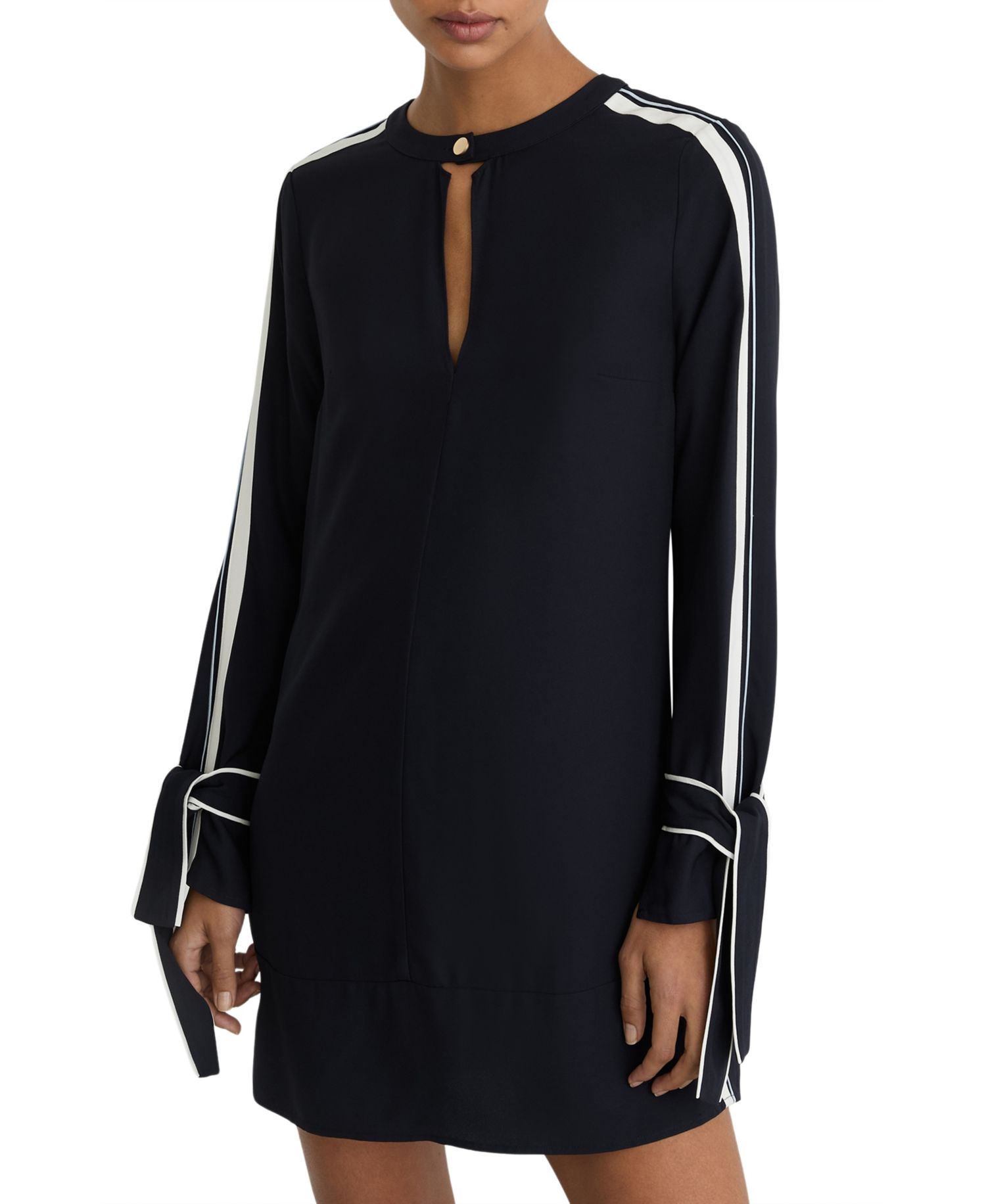 Women's Tammy Long-Sleeve Mini Shift Dress with Contrast Tipping