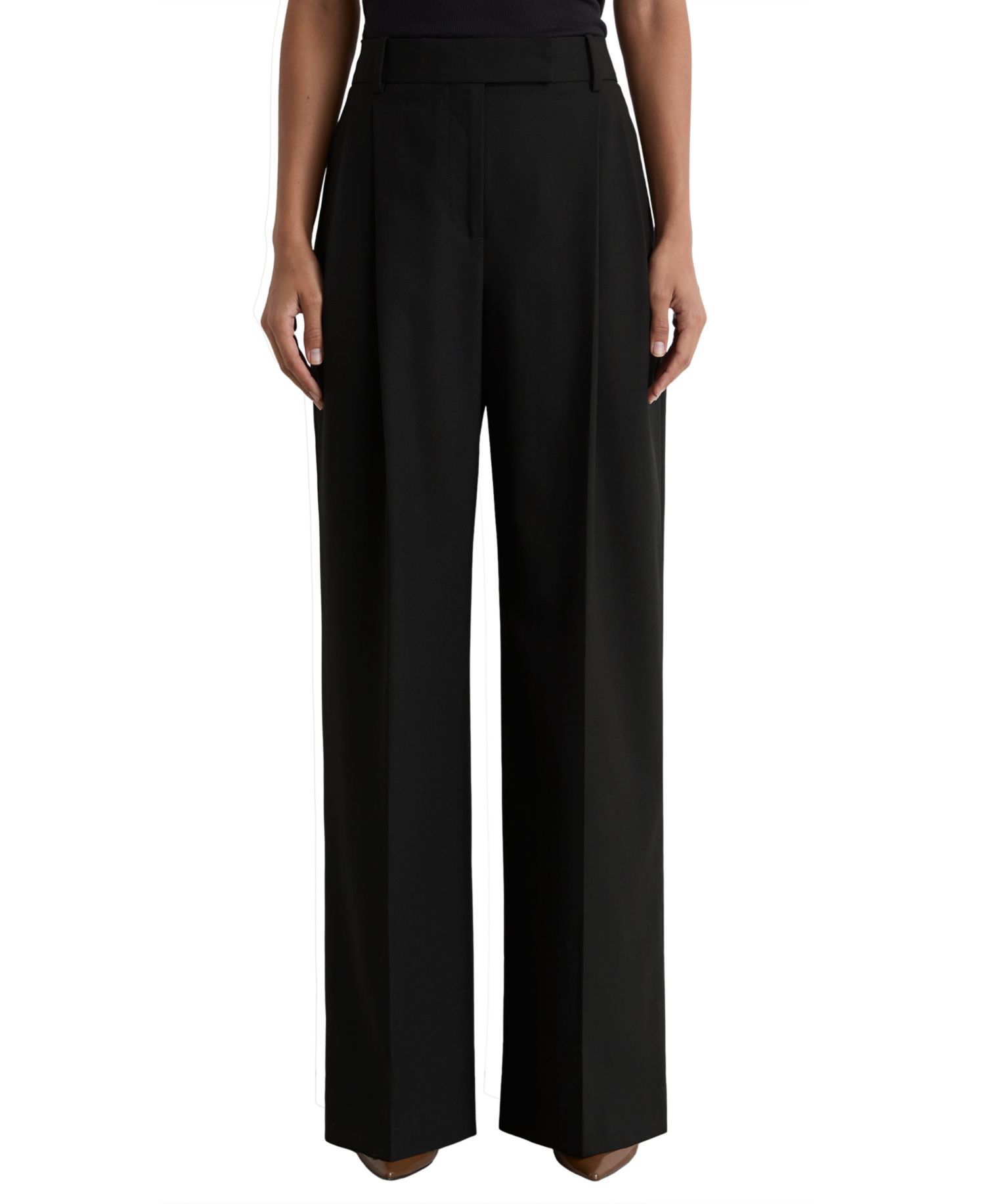 Women's Pleated Wide-Leg Wool-Blend Trousers