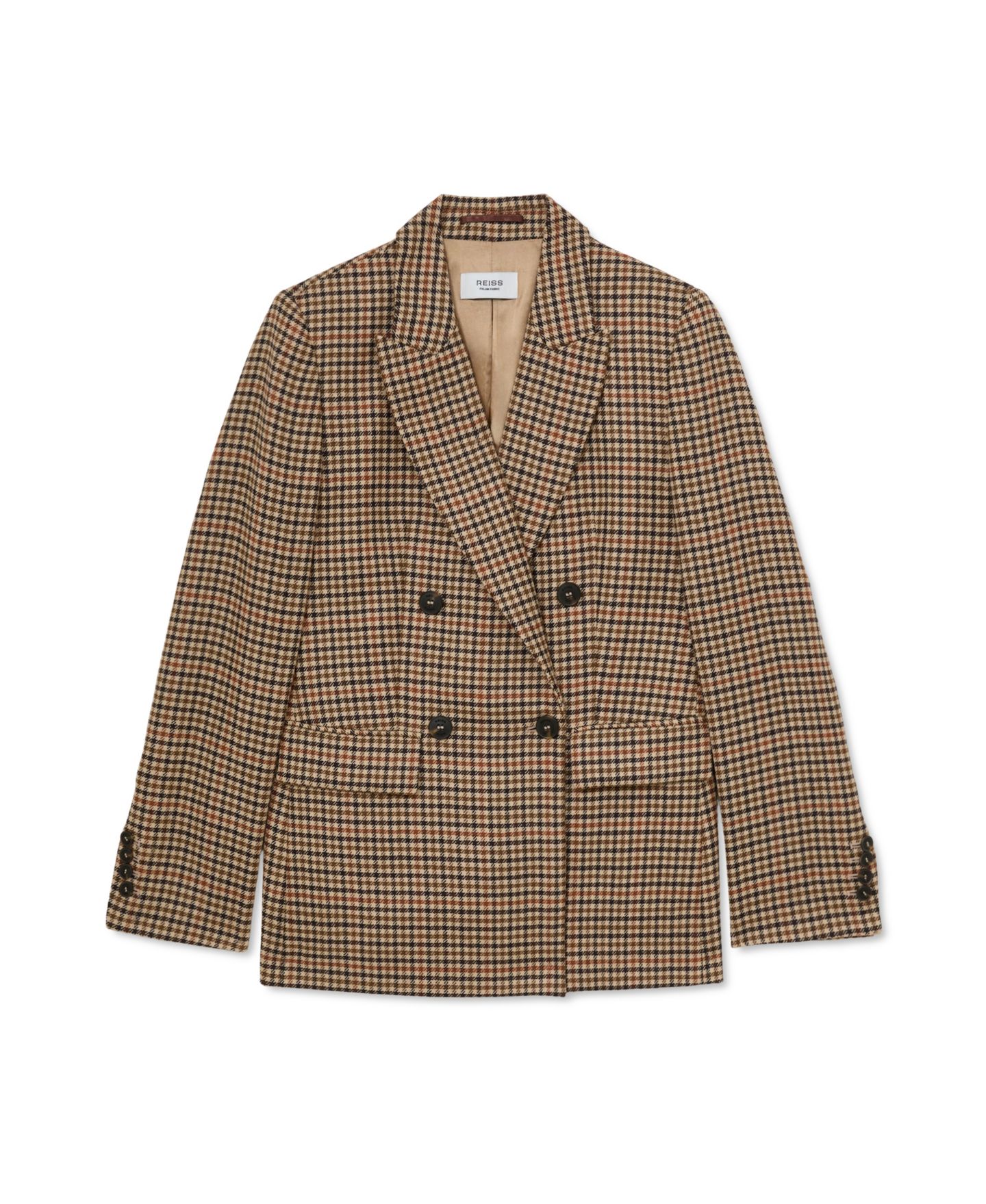Женский пиджак REISS Willow Double-Breasted Wool Check Blazer, цвет: Нейтральный — фото 5