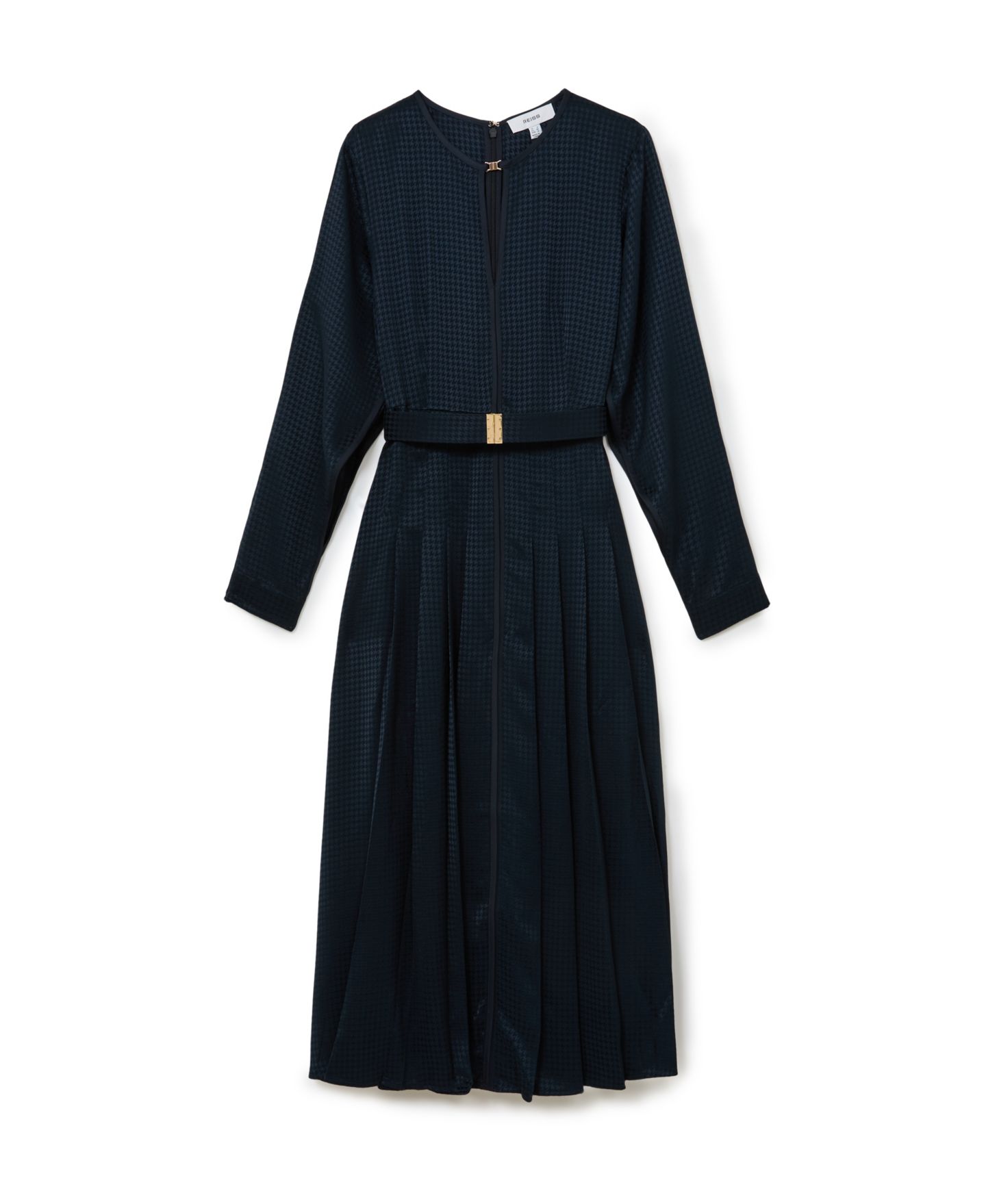 Женское платье REISS Kea Long-Sleeve Belted Midi, цвет: Тёмно-синий — фото 4