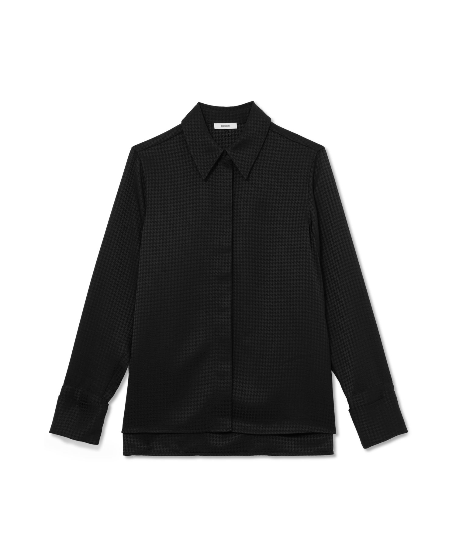 Women's Houndstooth Long-Sleeve Button-Up Shirt