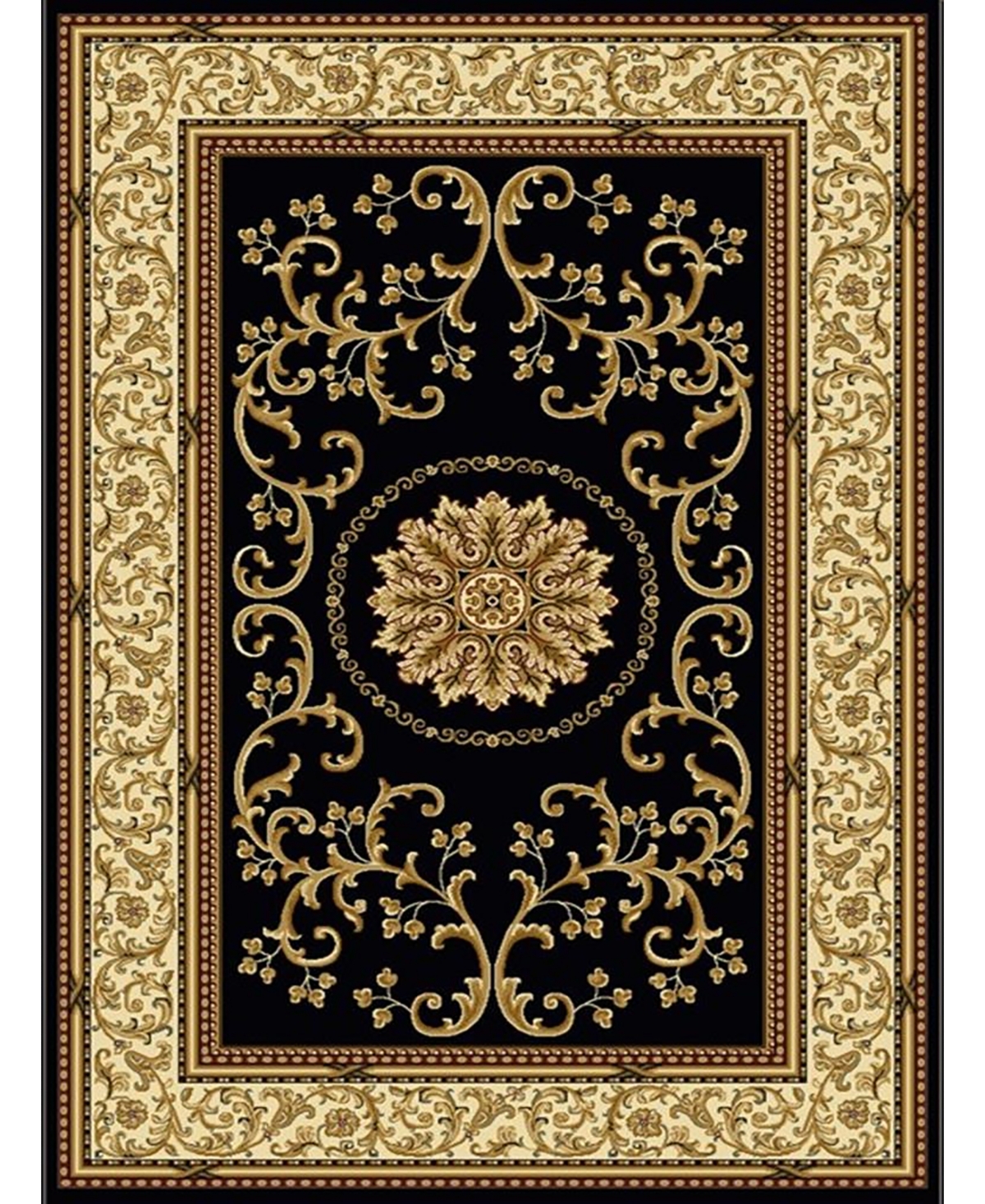 Closeout! Km Home //Black Navelli Black 5'5" x 8'3" Area Rug