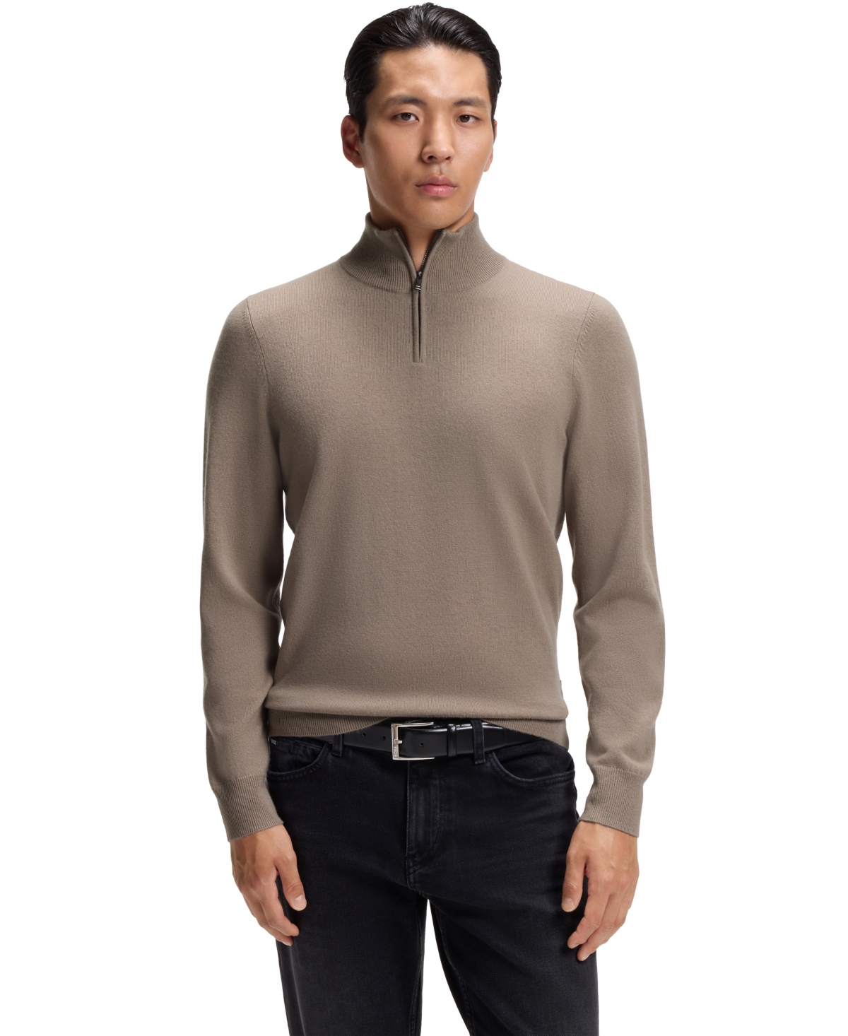 Boss by Hugo Boss Men's Wool Cashmere Regular-Fit Sweater - Open Brown