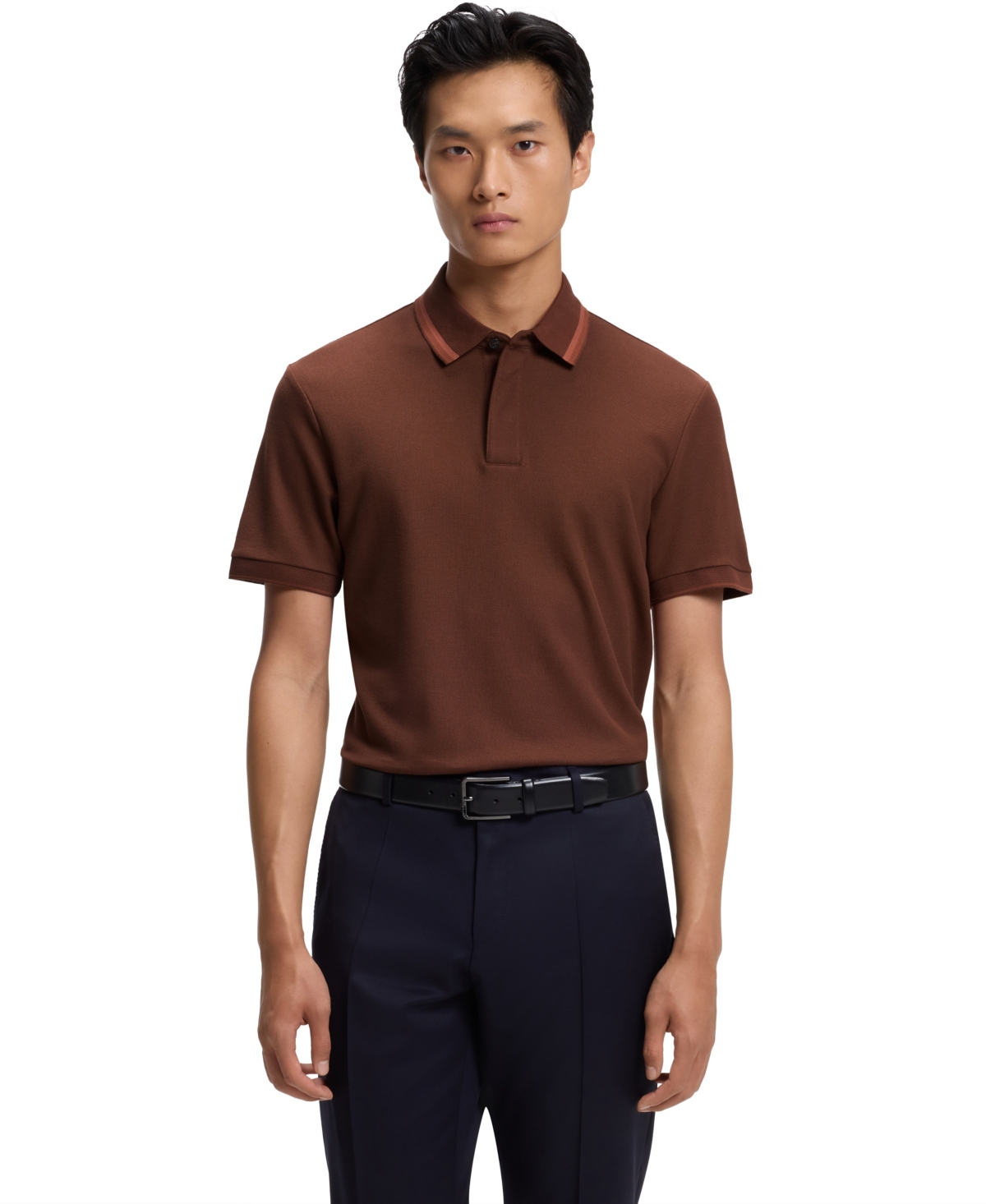 Boss by Hugo Boss Men's H-Parris 18 Cotton-Pique Regular-Fit Polo Shirt - Open Brown