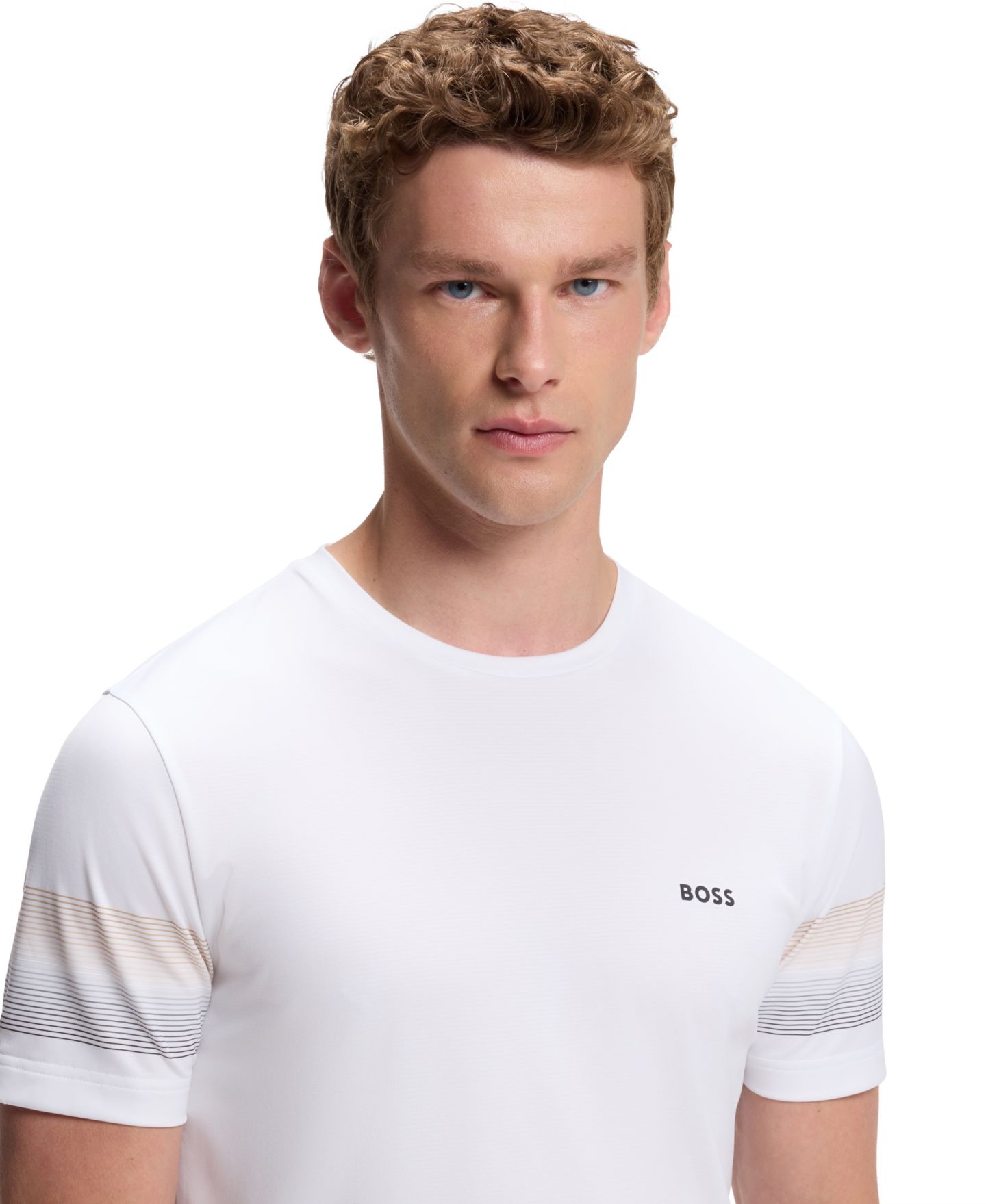 Мужская футболка Hugo Boss BOSS by Court 2 Slim-Fit Logo, цвет: Белый — фото 5