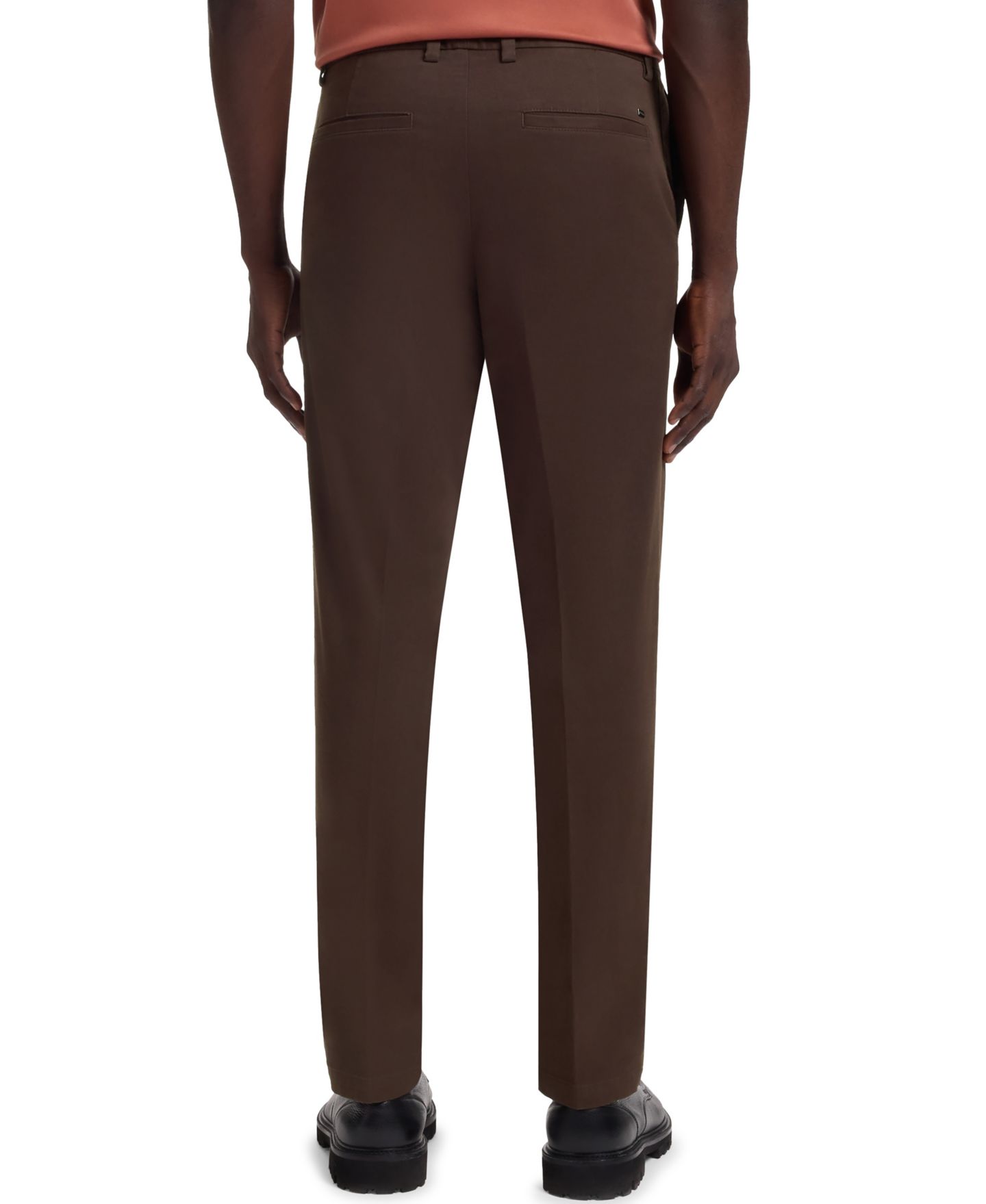 Мужские брюки Hugo Boss Modern-Fit Stretch-Cotton Twill, цвет: Тёмный коричневый — фото 7