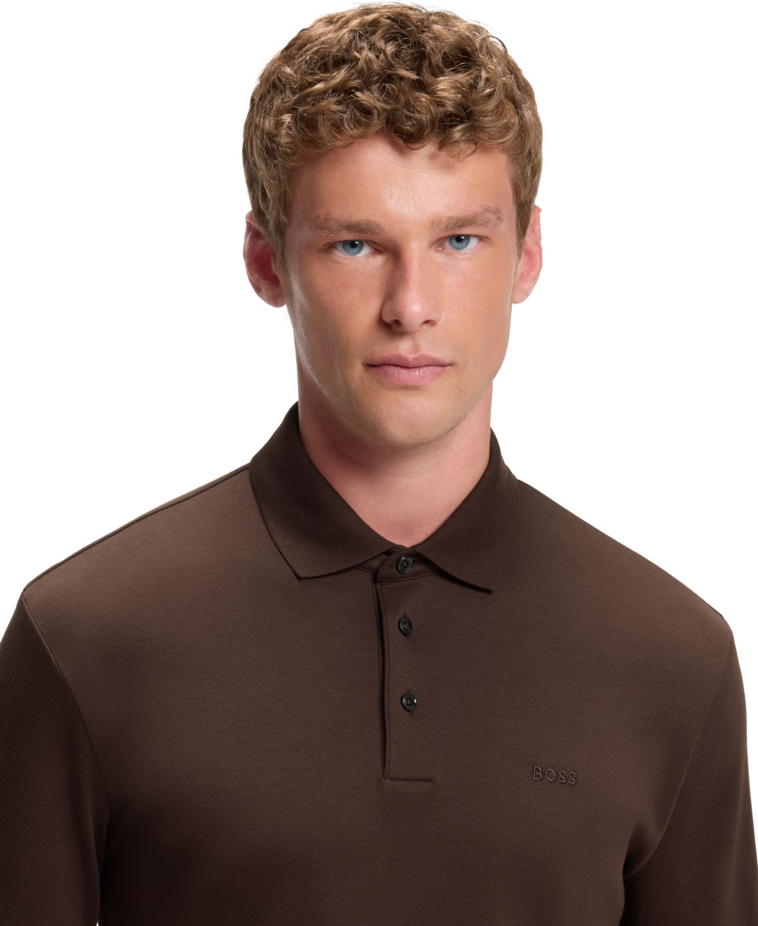 Men's Long-Sleeve Interlock Cotton Polo Shirt