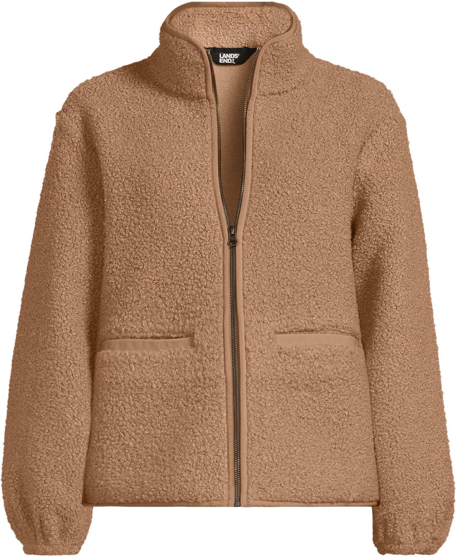 Plus Size Boucle Full-Zip Fleece Jacket