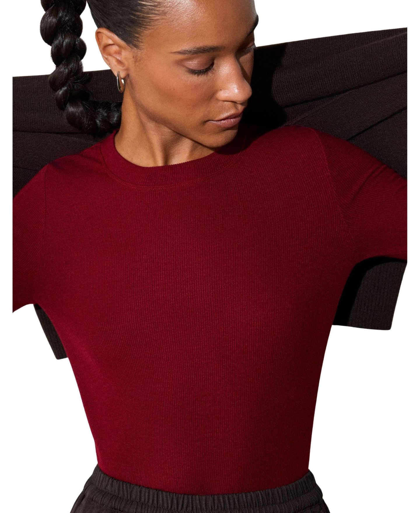 Женская футболка Whistles Essential Long-Sleeve Ribbed, цвет: Красный — фото 4