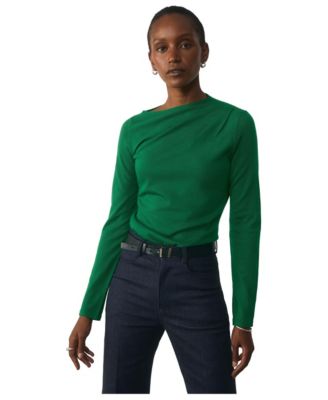 Women's Rona Merino Wool Asymmetric Neck Long-Sleeve Top