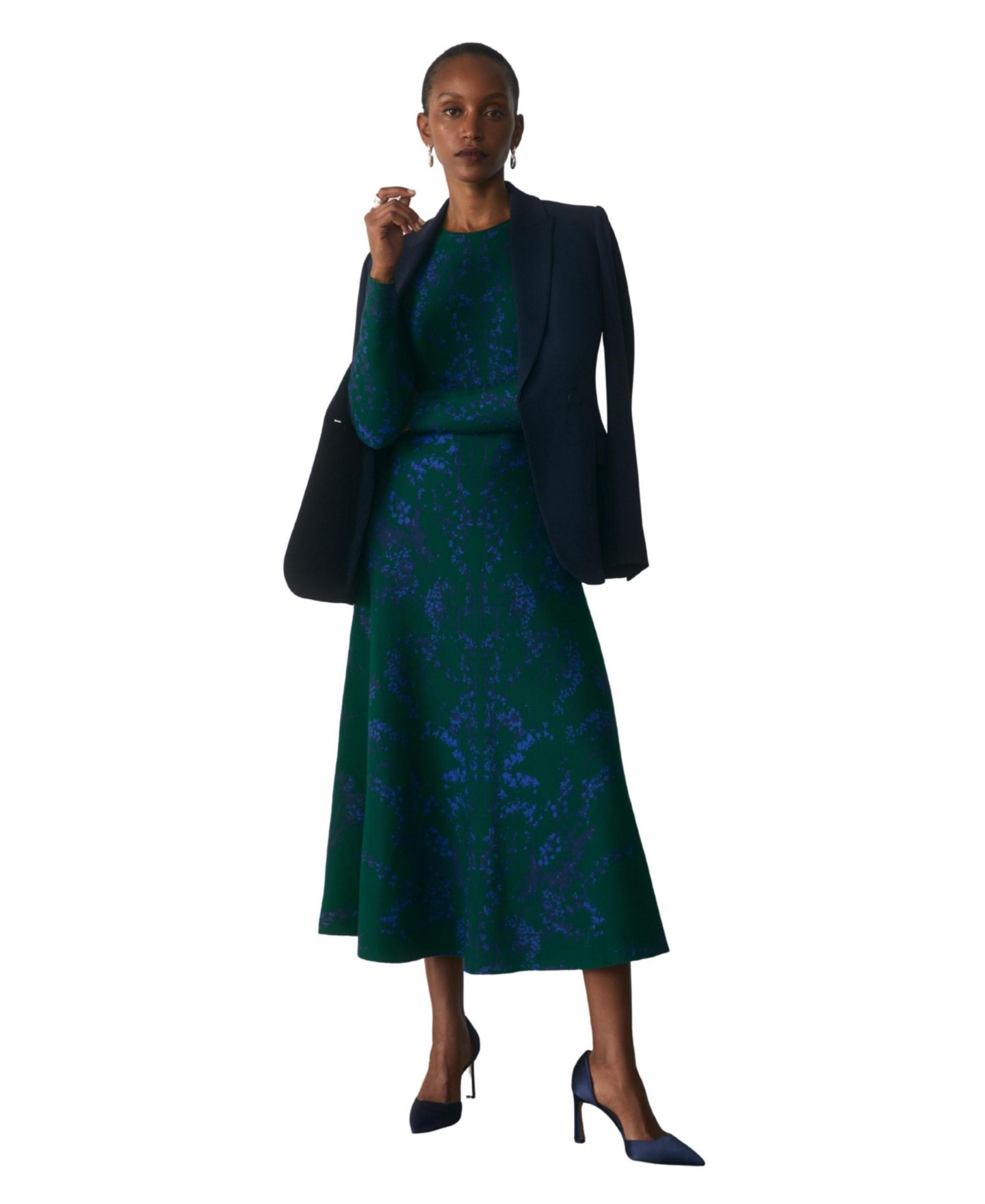 Женское платье The Fold Varenna Long-Sleeve Floral Midi, цвет: Зелёный — фото 5