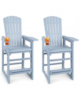 Set of 2 Outdoor 29 in Bar Stools with Backrest and Armrests