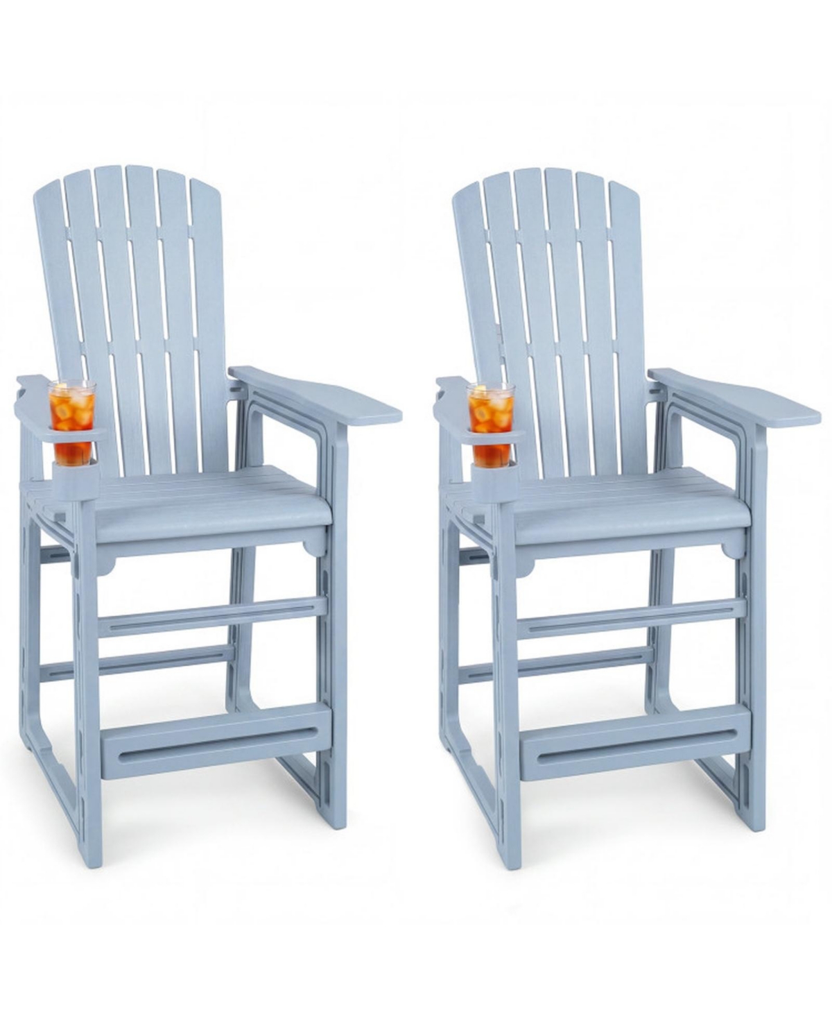 Sugift Set of 2 Outdoor 29 in Bar Stools with Backrest and Armrests