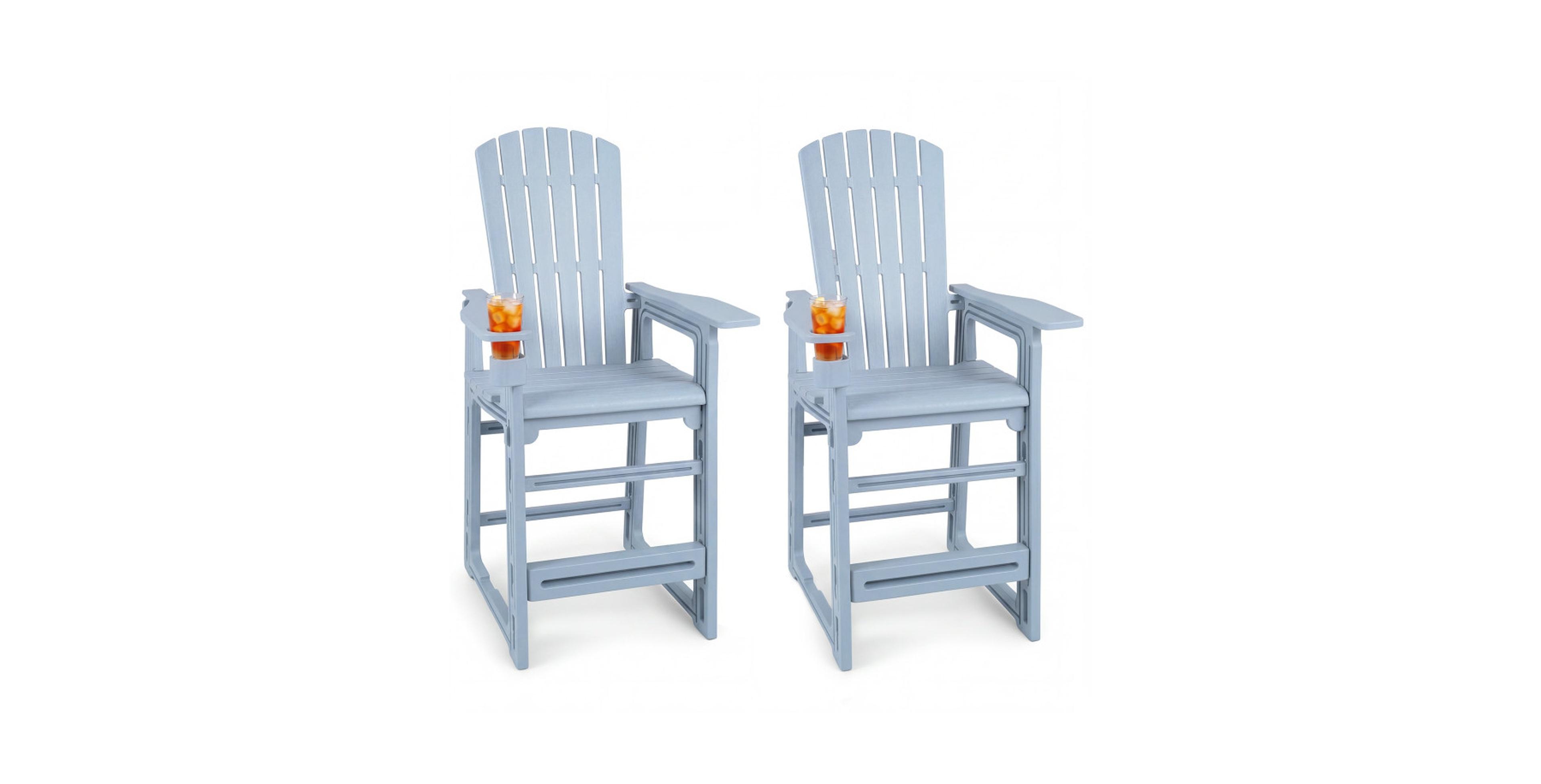 Sugift Set of 2 Outdoor 29 in Bar Stools with Backrest and Armrests