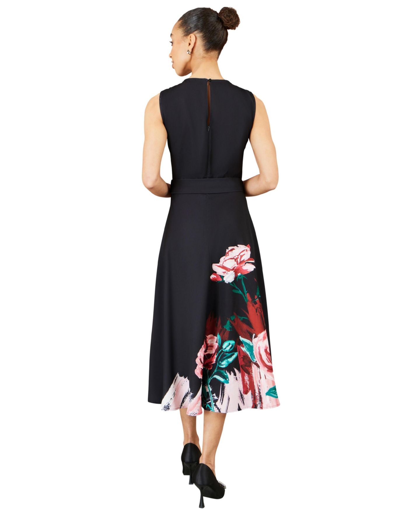 Женское платье Yumi Painterly Fit Flare Midi, цвет: Чёрный — фото 3