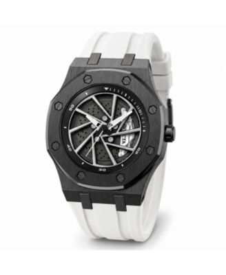 Men's Speedway Quartz Water-Resistant White Rubber Watch, 42mm