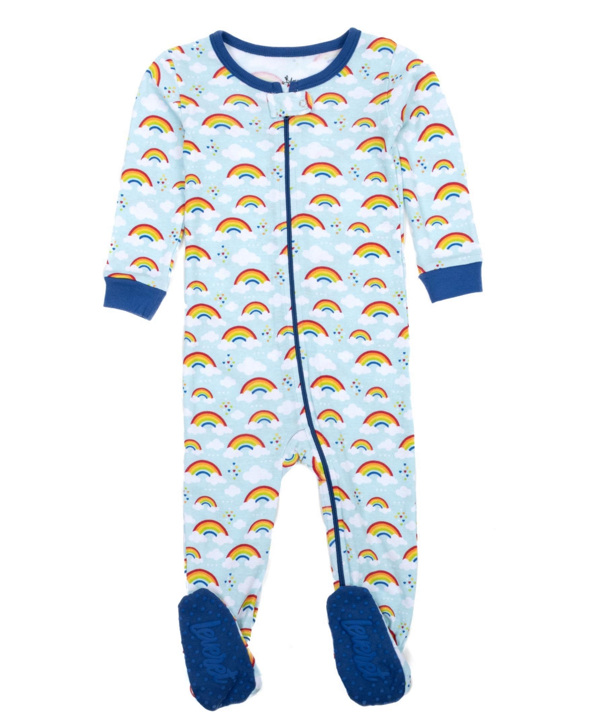 Leveret Baby Boys 0M -24M One-Piece Printed Cotton Long Sleeve Footed Pajamas - Rainbow blue