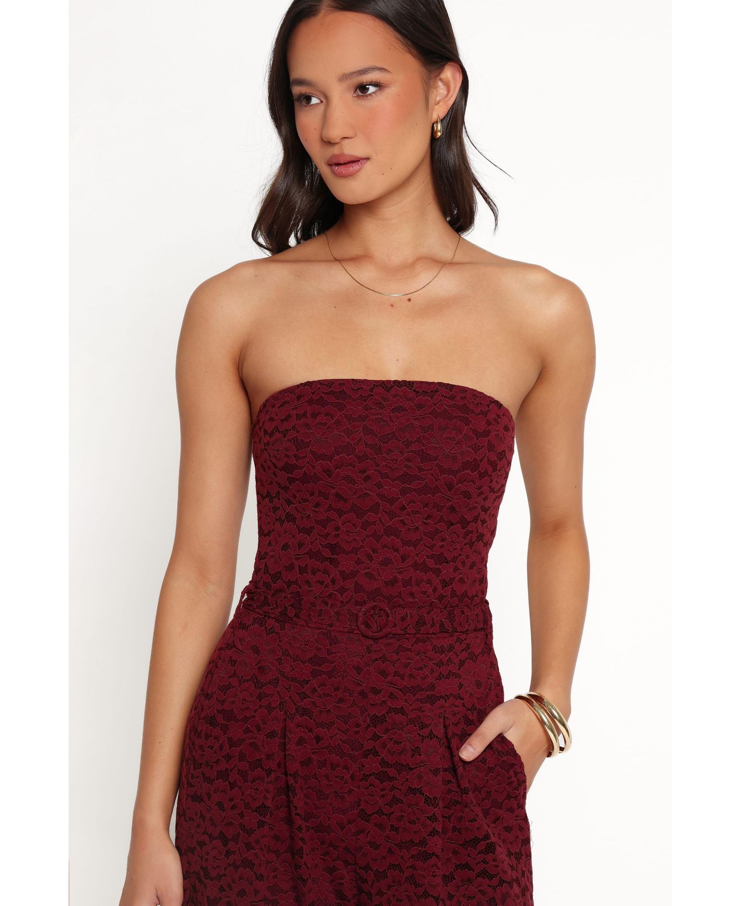 Women's Harlie Strapless Lace Wide-Leg Jumpsuit