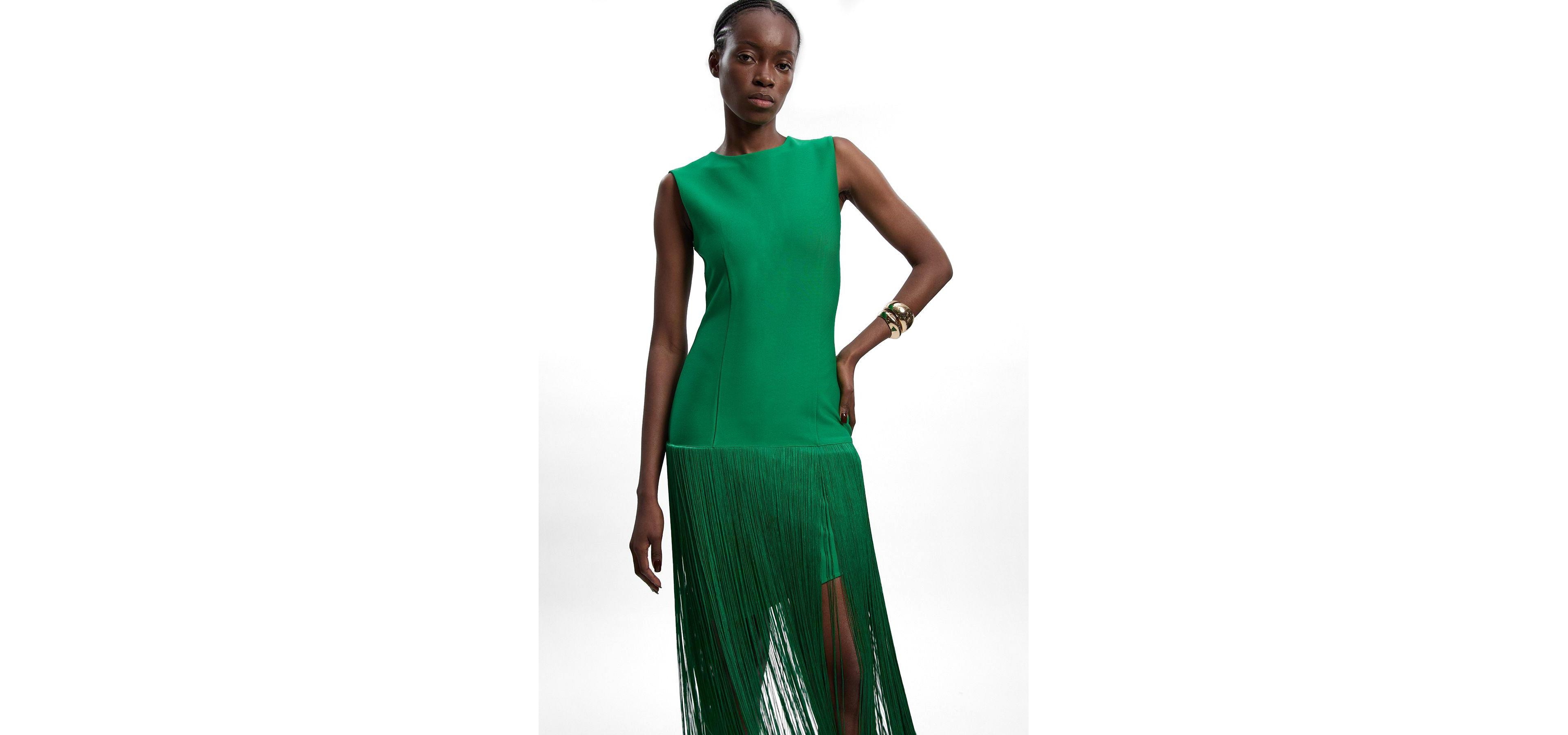Karen Millen Women's Form Fit Bandage Tassel Hem Mini Dress