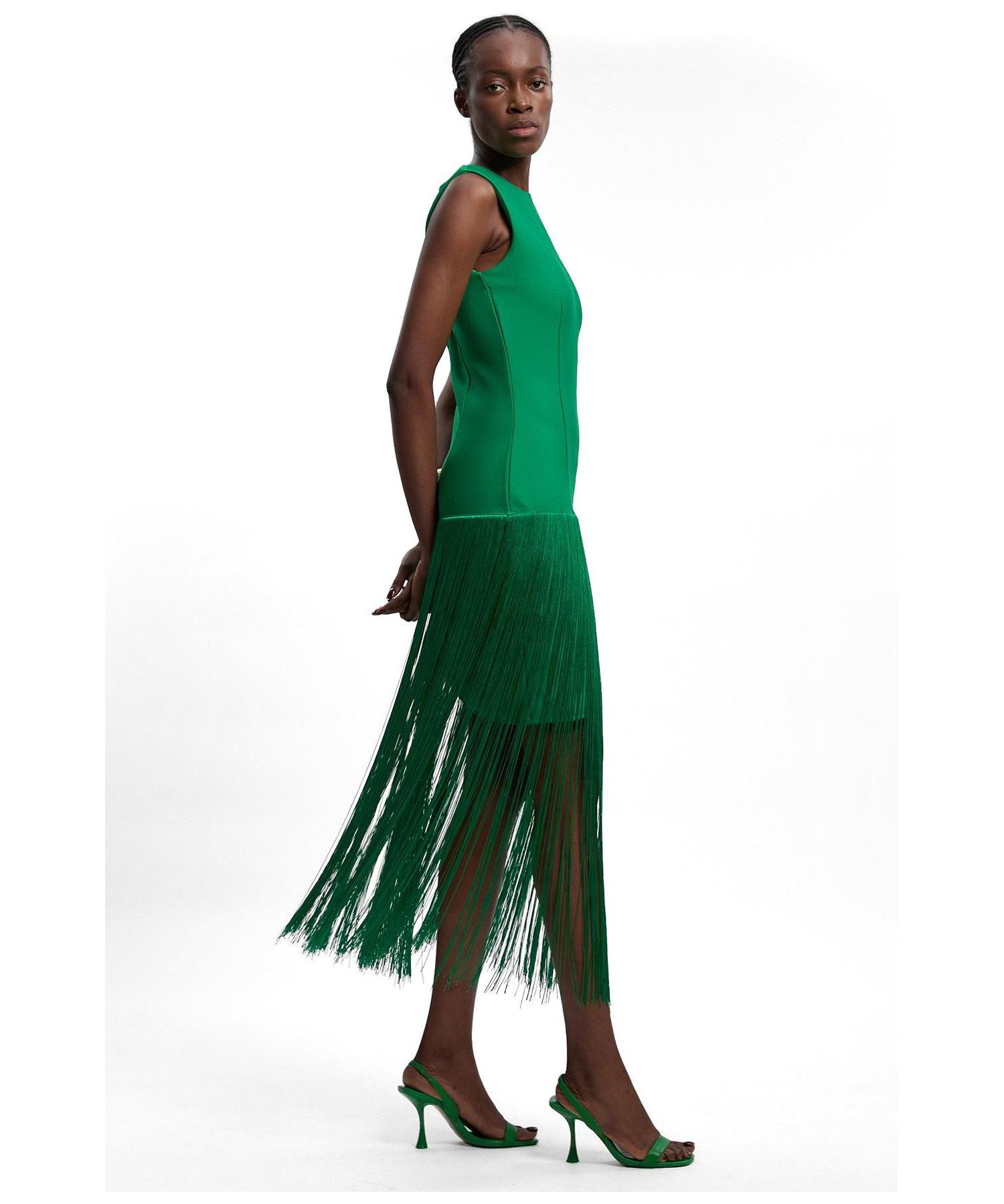 Women's Form Fit Bandage Tassel Hem Mini Dress