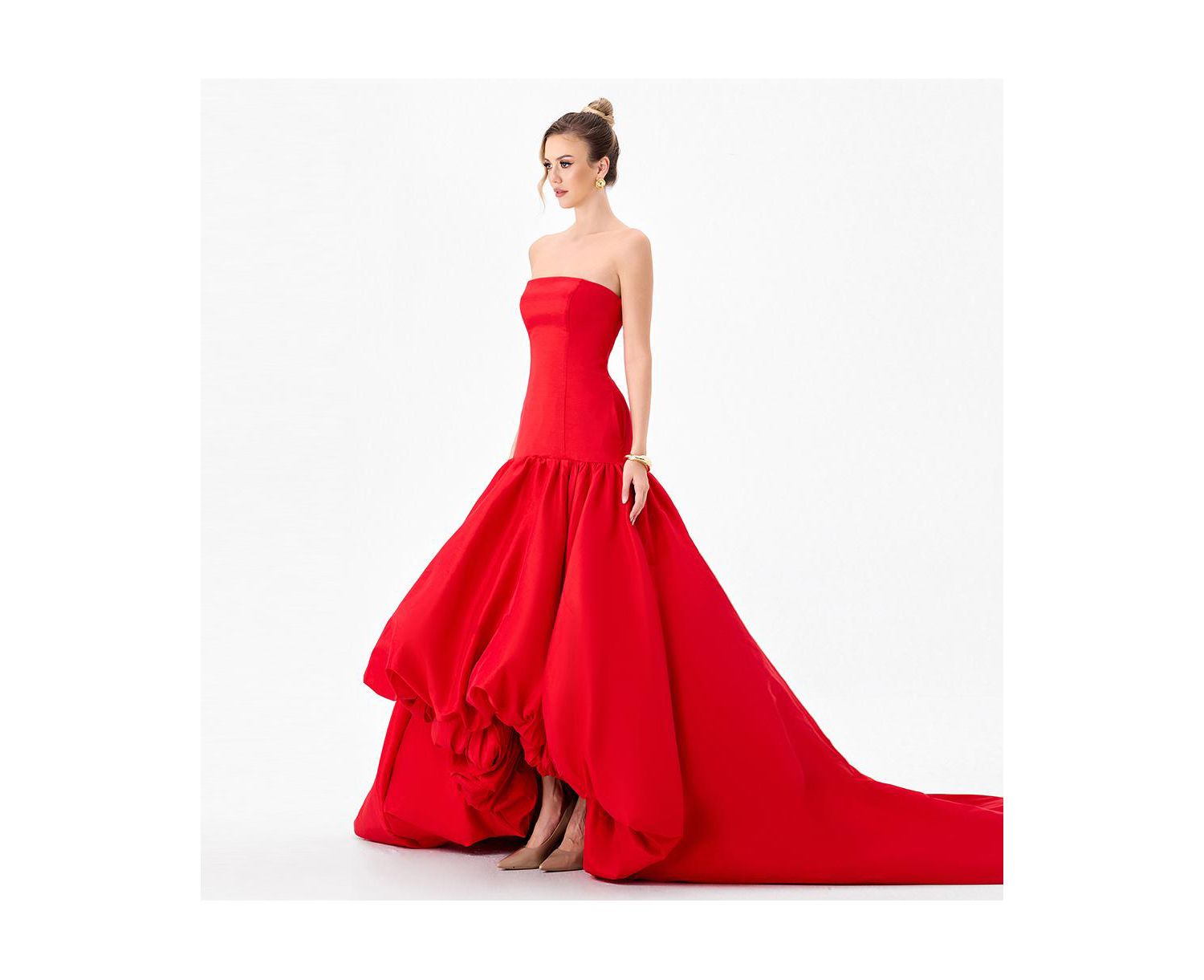 Women's Allegra Strapless Dropped-Waist Balloon-Skirt Gown