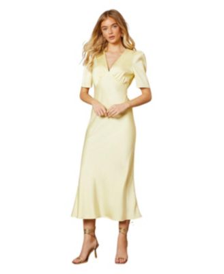 Women's Satin V-Neck Midi Dress