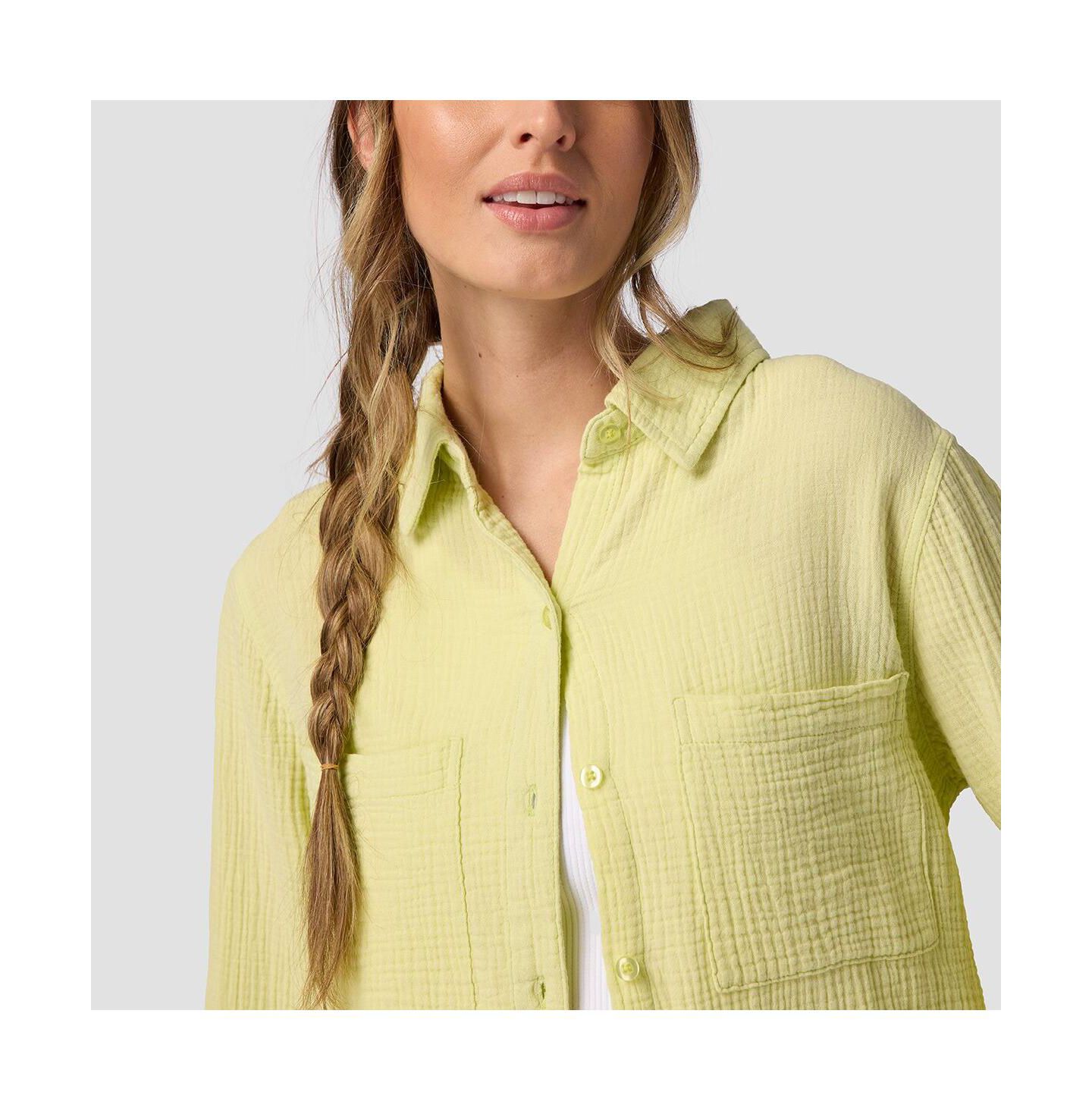 Женская рубашка Backcountry Cotton Gauze Long-Sleeve Point Collar Button-Down, цвет: Luminary — фото 4