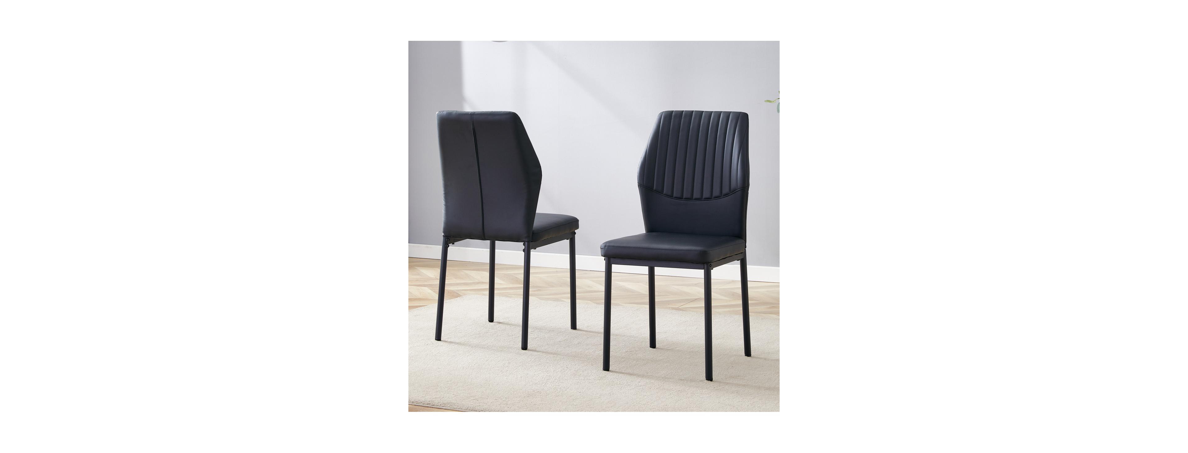 Streamdale Furniture Luxury Pu Dining Chairs with Black Legs, Set of 2