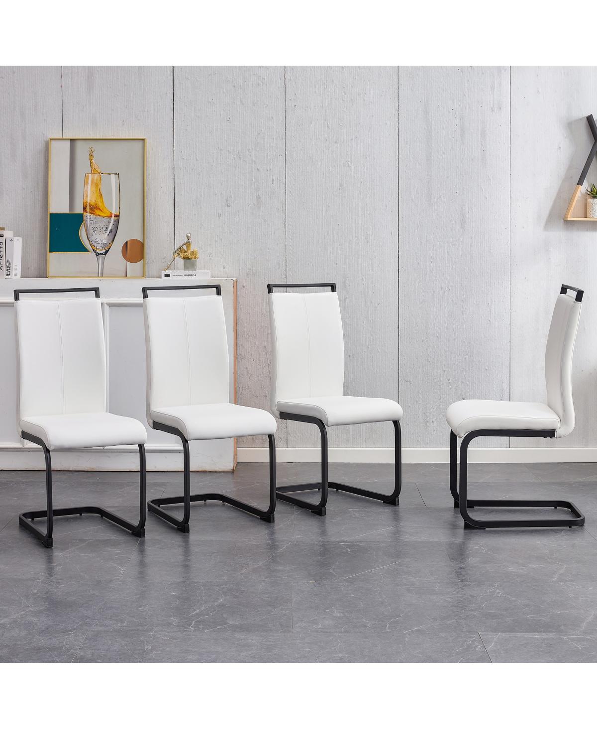 Streamdale Furniture 4 Pu Leather Dining Chairs with Metal Frame