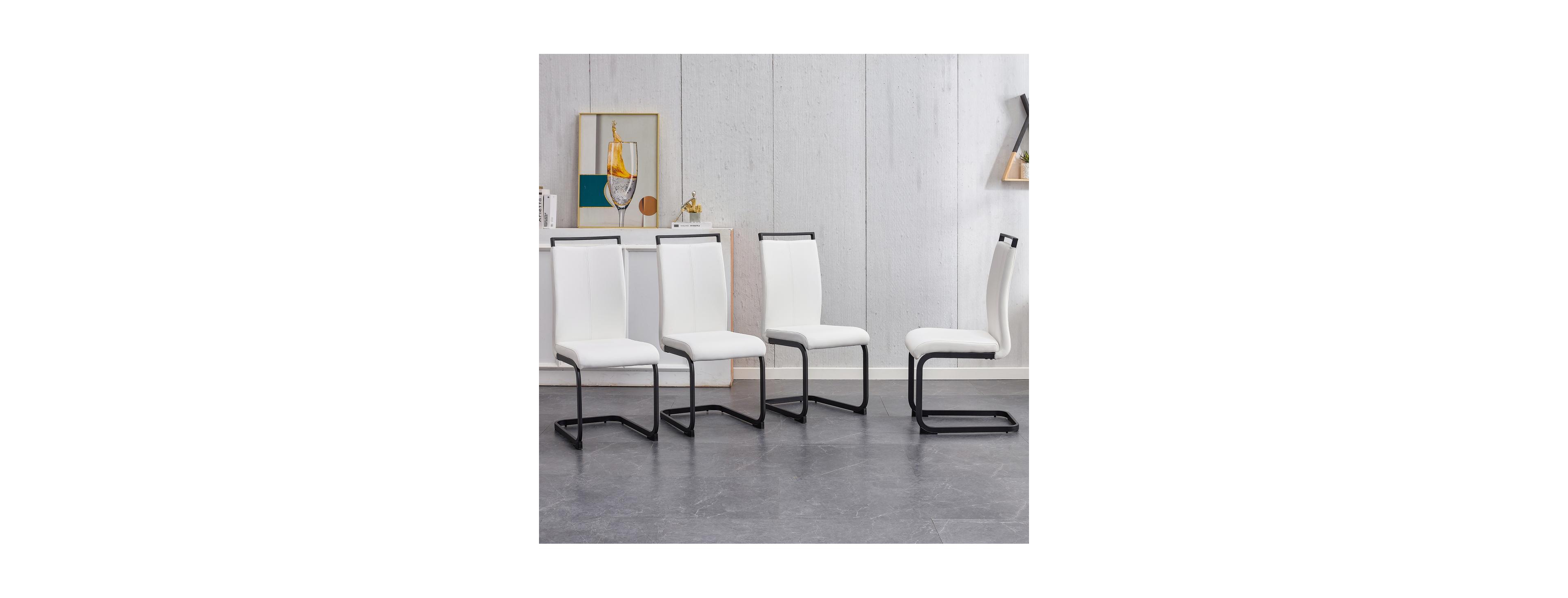 Streamdale Furniture 4 Pu Leather Dining Chairs with Metal Frame