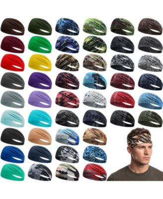 48 Pack Mens Sports Headbands Moisture Wicking Non Slip Quick Dry