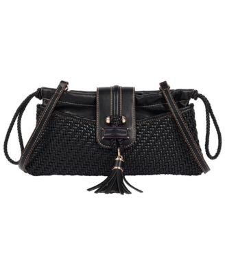 Women's Tassel Tab Woven Clutch