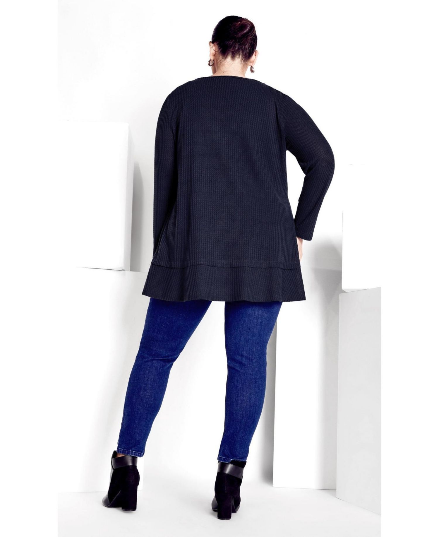 Women's Plus Size Waffle Ruffle Tunic