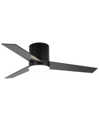 48" Matte Black Dimmable LED Flush Mount Ceiling Fan with Remote