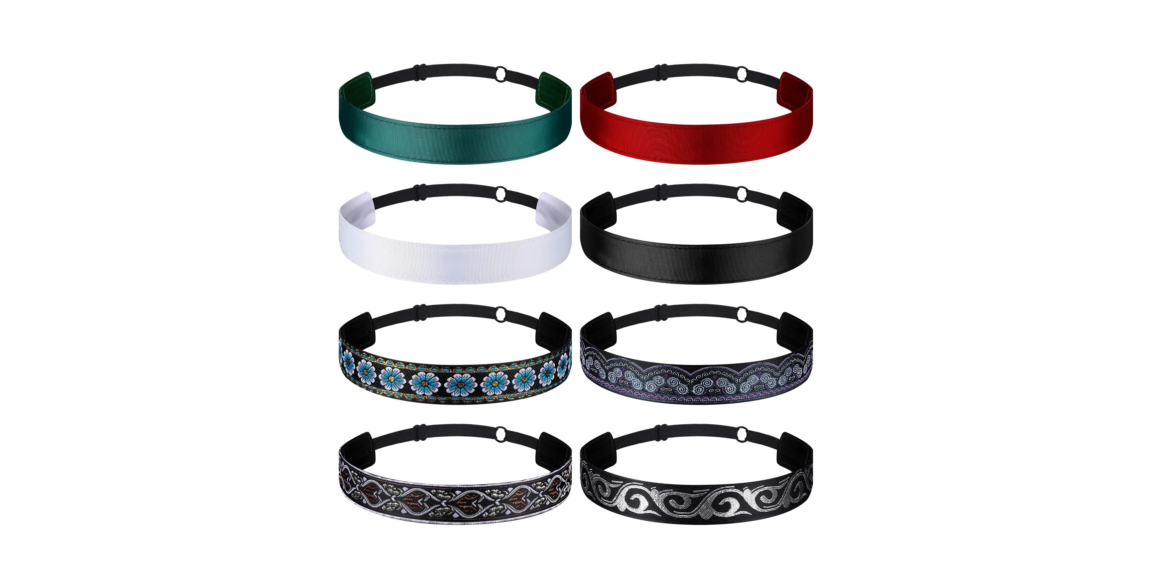 peneyon Women's Non-Slip Adjustable Boho-Style Headbands, 8-Piece Set