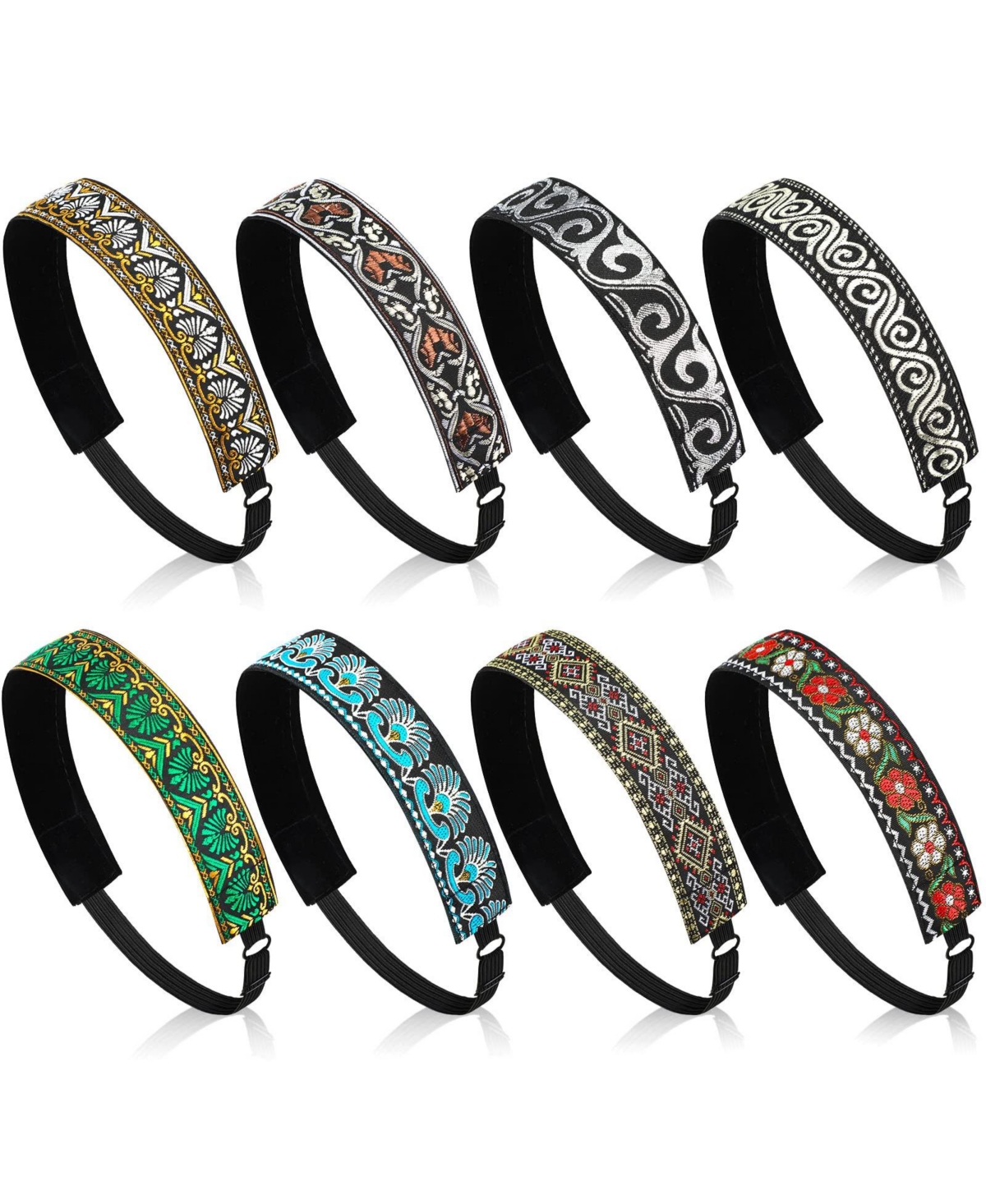 peneyon Women's Non-Slip Adjustable Boho-Style Headbands, 8-Piece Set - Fresh style
