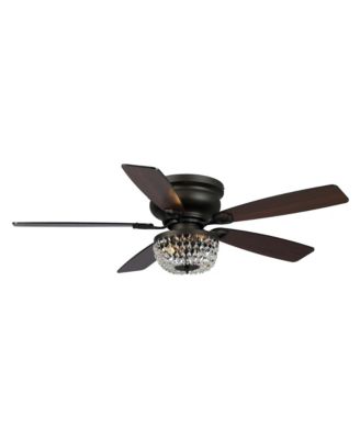 48" Wooden 5-Blade Crystal Flush Mount Ceiling Fan with Remote