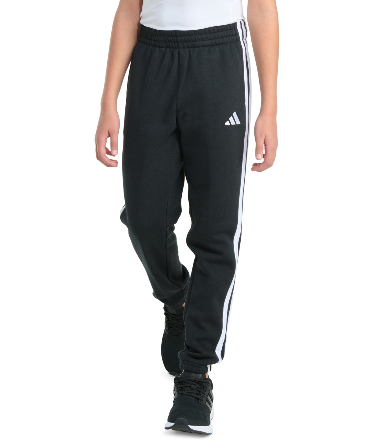 adidas Boys' 8-20 3-Stripe Cuffed Fleece Joggers