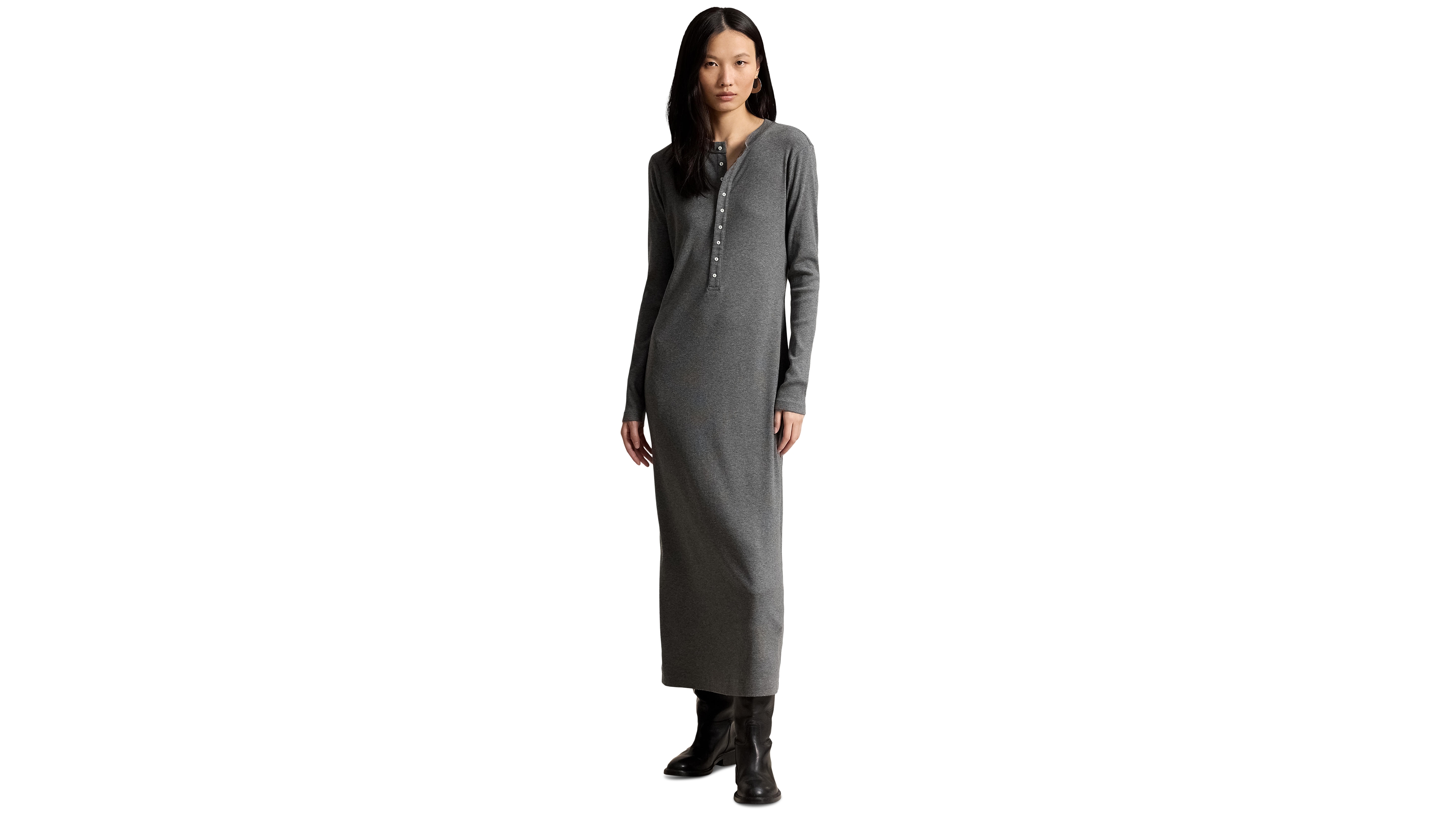 Polo Ralph Lauren Women's Henley Rib-Knit Midi Dress