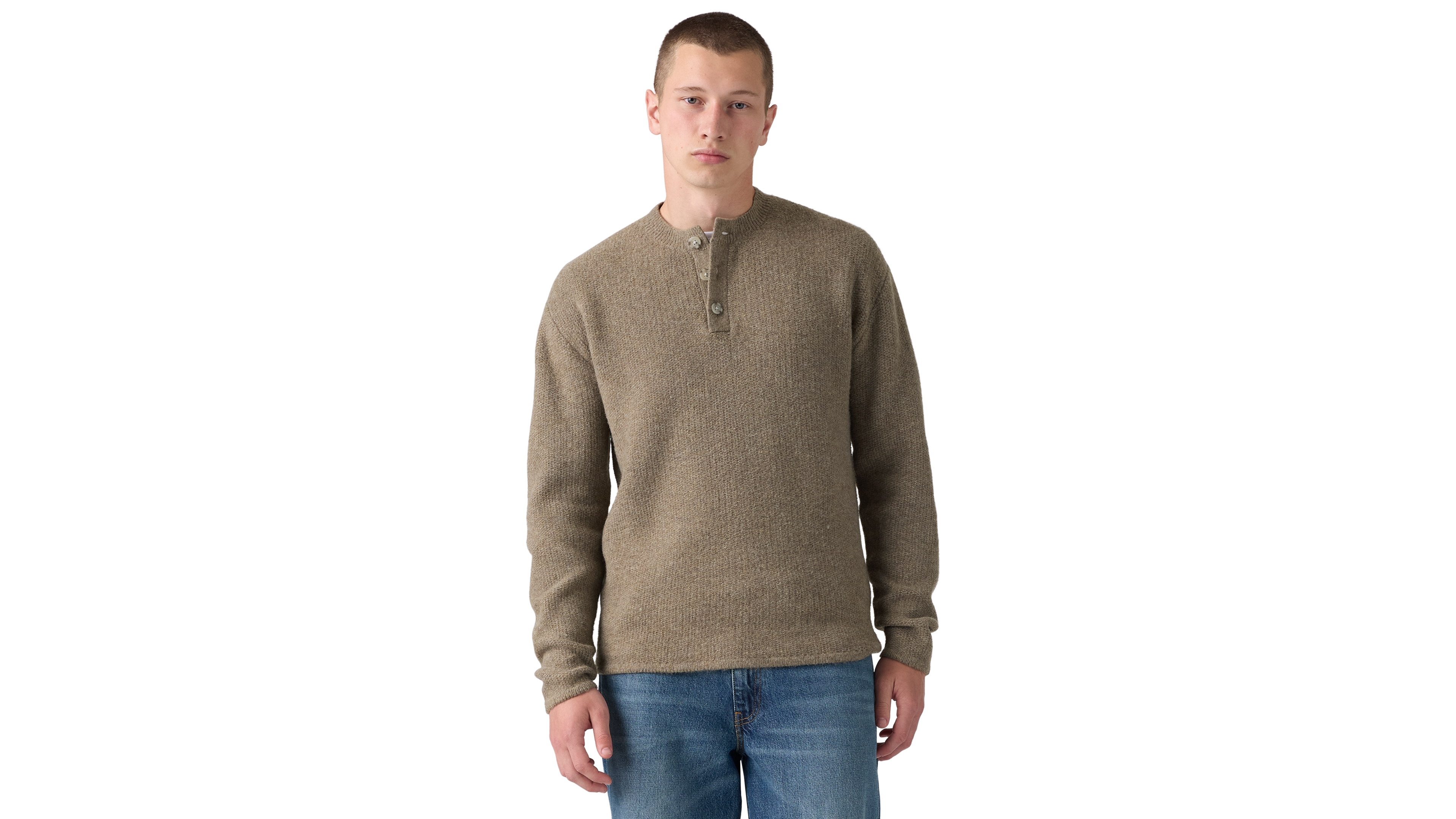 Levi's Men's Woodacre Henley Wool-Blend Three-Button Sweater