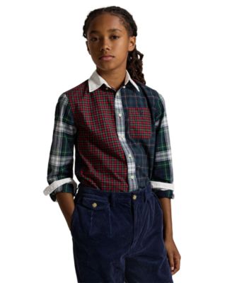 Boys' 8-20 Plaid Cotton Poplin Shirt